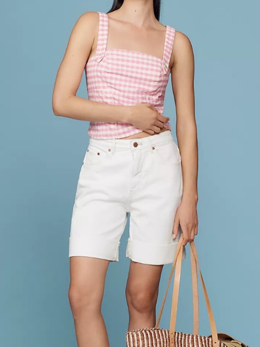 Pilcro Austyn High Rise Cuffed Jean Shorts White